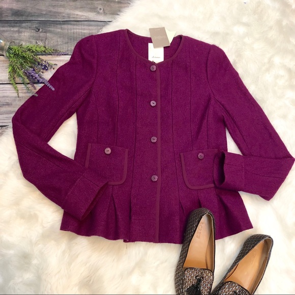 NEW Anthropologie Elevenses Raspberry Wool Jacket - Picture 3 of 8